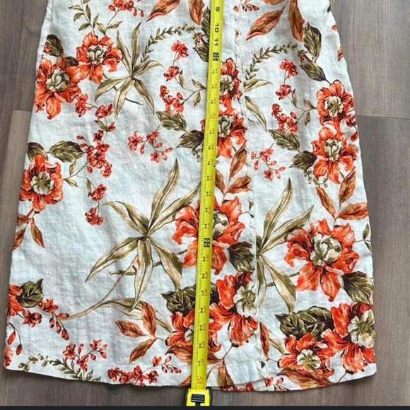 JOIE HAWAIIAN FLORAL WRAP SKIRT LINEN ORANGE GREEN SIZE MEDIUM Tropical - Picture 9 of 9